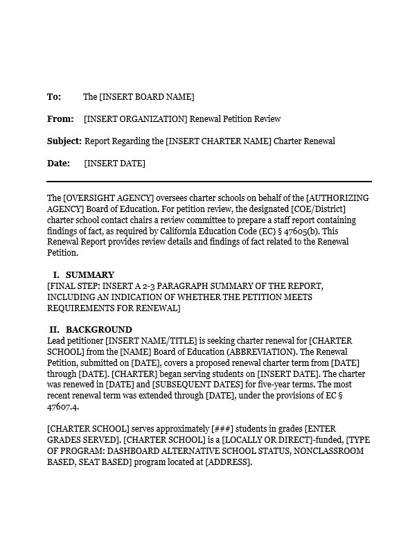 DASS Charter Renewal Review Committee Report Template