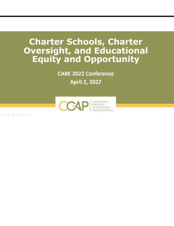 Charter Schools, Charter Oversight, and Educational Equity and Opportunity