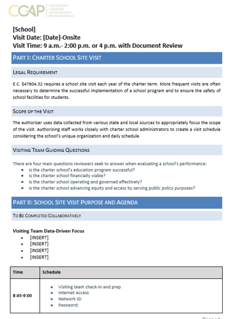 Site Visit Toolkit - CCAP